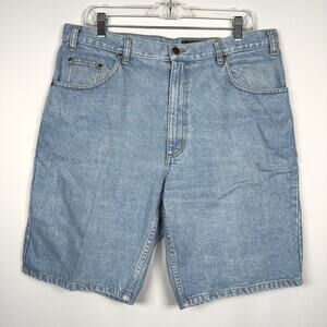 Vintage 90s Eddie Bauer Denim Shorts Light Wash Blue Men's Size 36